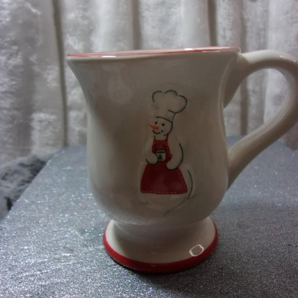 HXS-109 WILLIAMS-SONOMA SNOWMAN CHEF MUGS IN GIFTBOX
